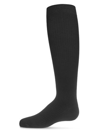 Memoi Thin Ribbed Knee Socks - Black MK-5256