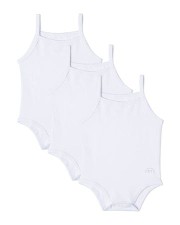 Memoi Babies Cotton Onesies Bodysuits 3-Pack - White MKU-2003