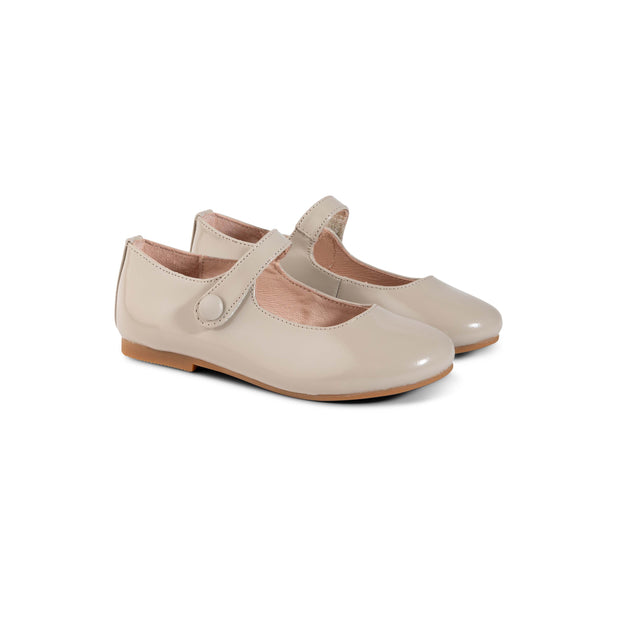 RayBelle High-Sheen Leather Mary Janes - Stone