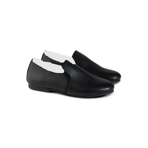 RayBelle Leather Smoking Flats - Black