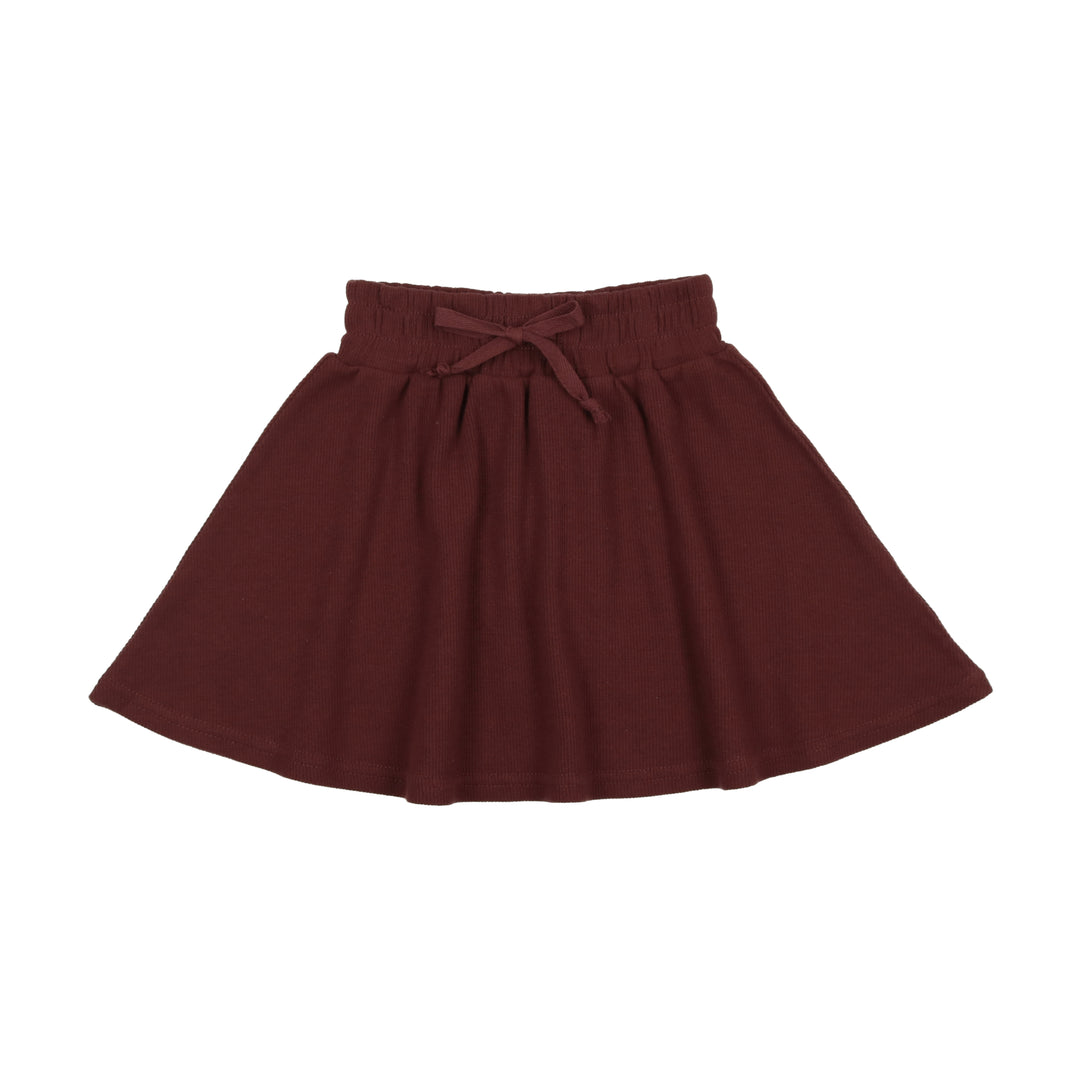 Lil Legs Ribbed Fashion Skirt Burgundy Head Shoulders Toes Bows