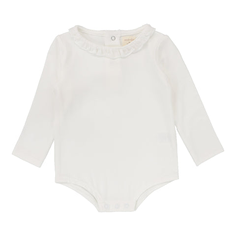 Lil Legs Ruffle Onesie Long Sleeve - Winter White