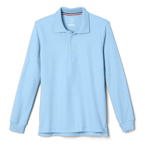 French Toast Unisex Youth Long Sleeve Pique Polo - Light Blue