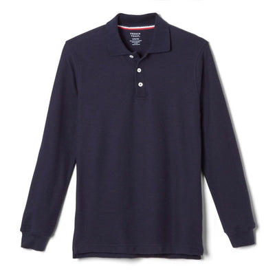 French Toast Unisex Youth Long Sleeve Pique Polo - Navy