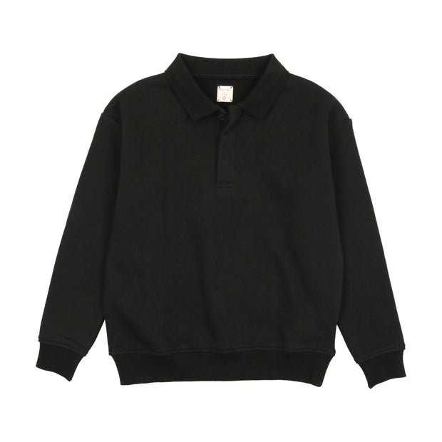 Lil Legs Sweatshirt Long Sleeve Polo - Black