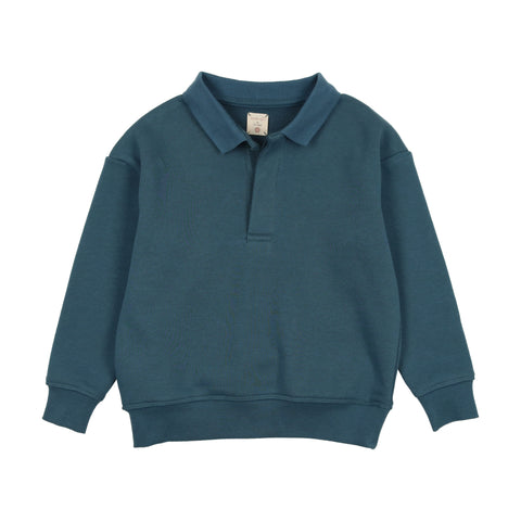 Lil Legs Sweatshirt Long Sleeve Polo - Blue