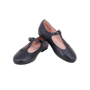 Perroquet Girls Leather T-Strap Mary Janes - Black