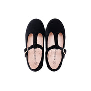 Perroquet Girls Velvet T-Strap Mary Janes - Black