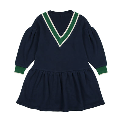 Lil Legs Varsity Sweatshirt Long Sleeve Dress - Navy