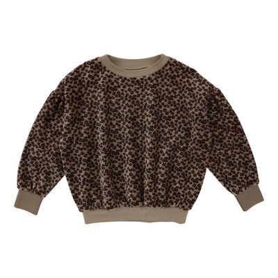 Analogie Velour Girls Sweatshirt - Taupe Floral