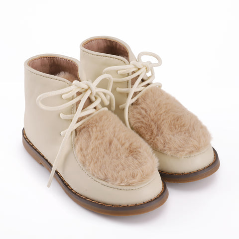 Zeebra Kids Fur Baby Booties - Cream