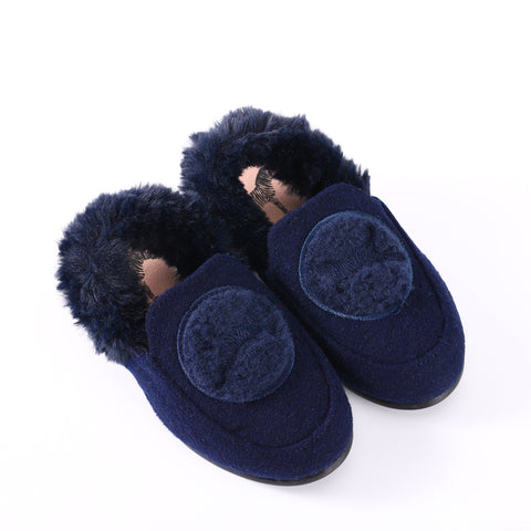 Zeebra Kids Wool Slingback Slippers - Navy