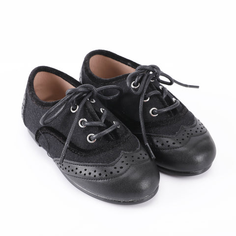 Zeebra Kids Wingtip Lace Ups - Black