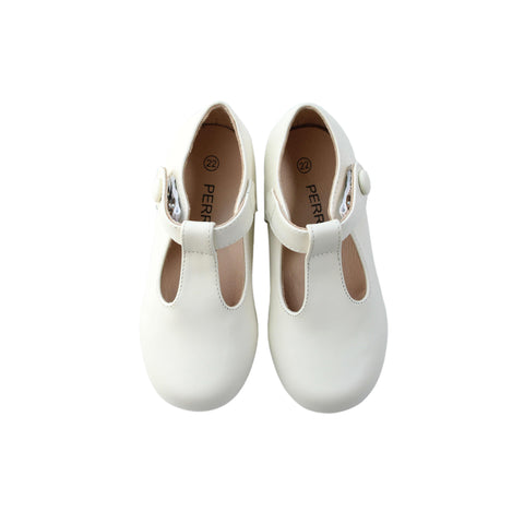 Perroquet Shoes Leather T-Strap Baby Shoes - Ivory