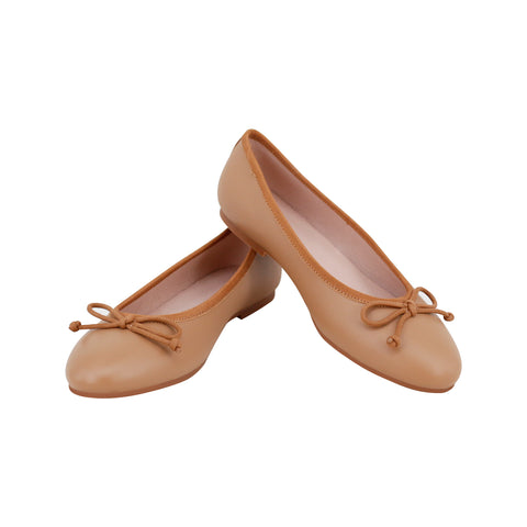 Perroquet Shoes Leather Ballet Flats - Camel