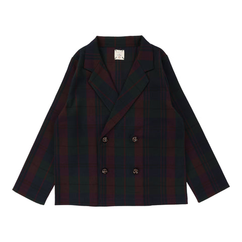 Analogie Plaid Blazer - Burgundy