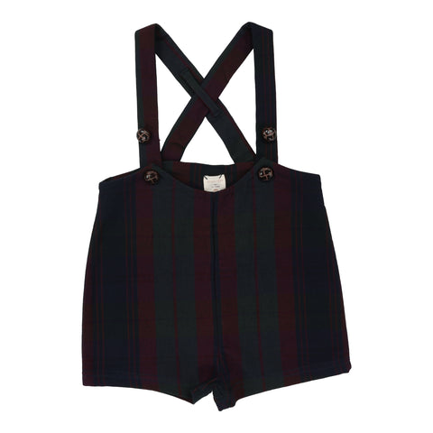 Analogie Suspender Shorts - Burgundy Plaid