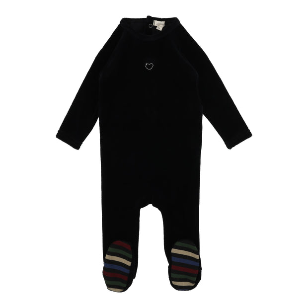 Lil Legs Velour Rhinestone Footie - Black