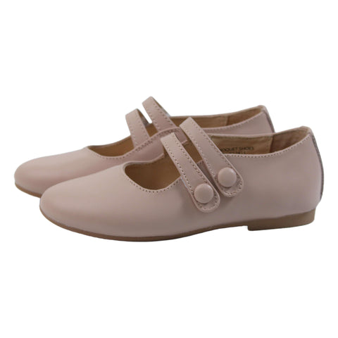 Perroquet Shoes Leather Double Front Strap Mary Janes - Mauve Pink