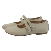 Perroquet Shoes Leather Double Front Strap Mary Janes - Beige