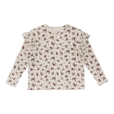 Lil Legs Ruffle Shoulder T-Shirt Long Sleeve - Floral Cluster