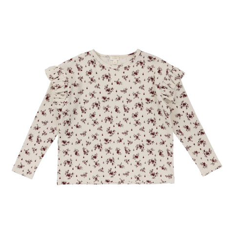 Lil Legs Ruffle Shoulder T-Shirt Long Sleeve - Floral Cluster