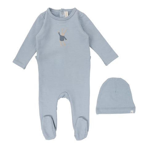 Lilette Hand-Drawn Footie Set - Blue