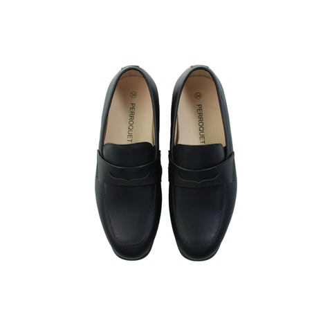 Perroquet Shoes Leather Hard Penny Loafers - Black