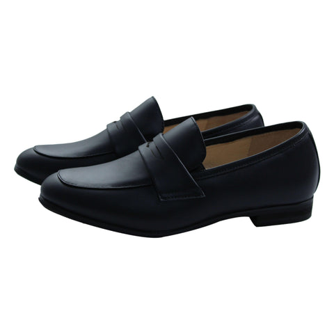 Perroquet Shoes Leather Hard Penny Loafers - Black