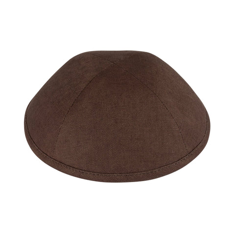 iKippah Dark Brown Linen Yarmulka