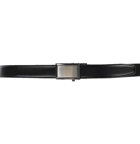 TO Collection Men's Leather Track Belt - Rectangle Brushed Metal BLT-TB-1M