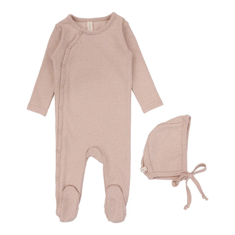 Lilette light pink speckled footie set from our Speckled.