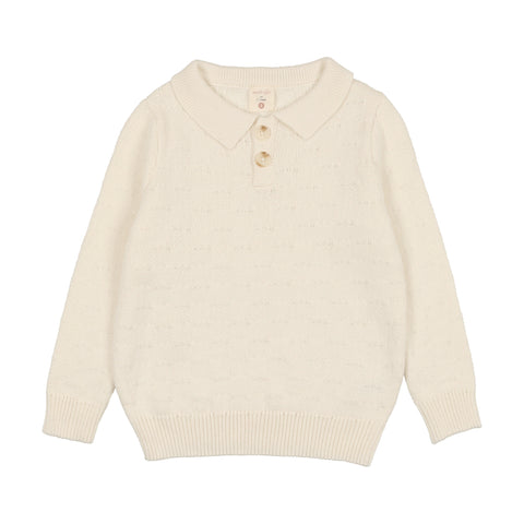 Analogie Boys Knit Polo Long Sleeve - Cream