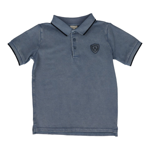 Analogie denim blue logo polo short sleeve from our Everyday Polos.