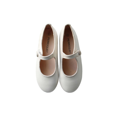 Perroquet Shoes Pearlized Leather Round-Front Mary Janes - Pearl