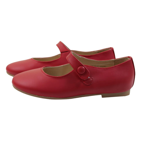 Perroquet Shoes Leather Round-Front Mary Janes - Red