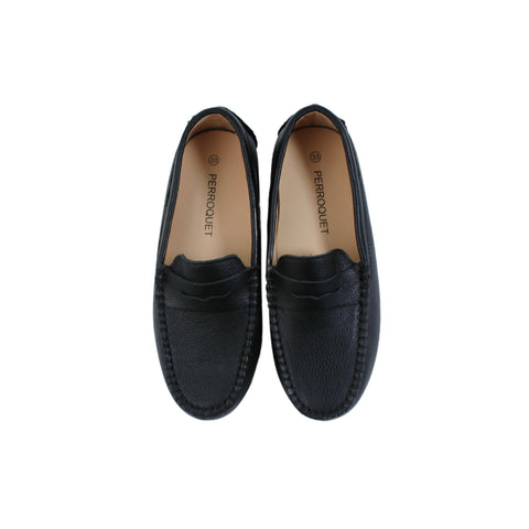 Perroquet Shoes Pebbled Leather Penny Loafers - Black