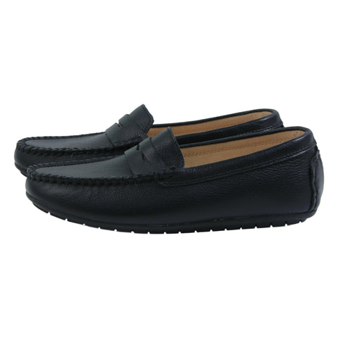 Perroquet Shoes Pebbled Leather Penny Loafers - Black