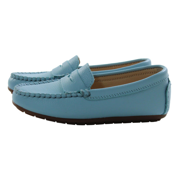 Perroquet Shoes Pebbled Leather Penny Loafers - Light Blue