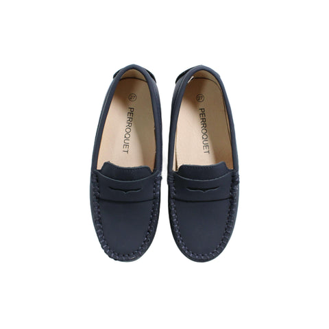 Perroquet Shoes Silky Leather Penny Loafers - Navy