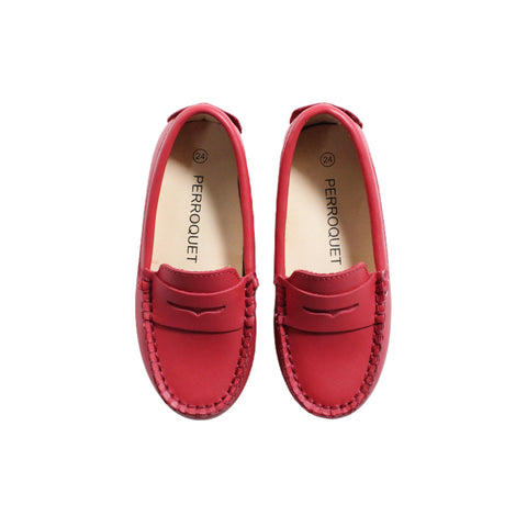 Perroquet Shoes Leather Penny Loafers - Red