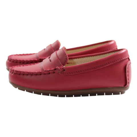 Perroquet Shoes Leather Penny Loafers - Red