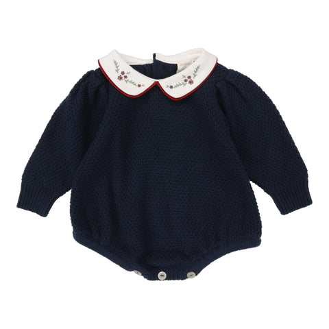 Analogie Girls Knit Romper - Navy