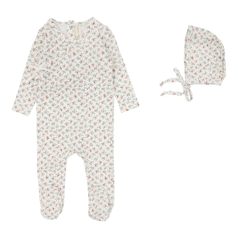 Lilette Bouquet Floral Footie Set - Winter White/Floral