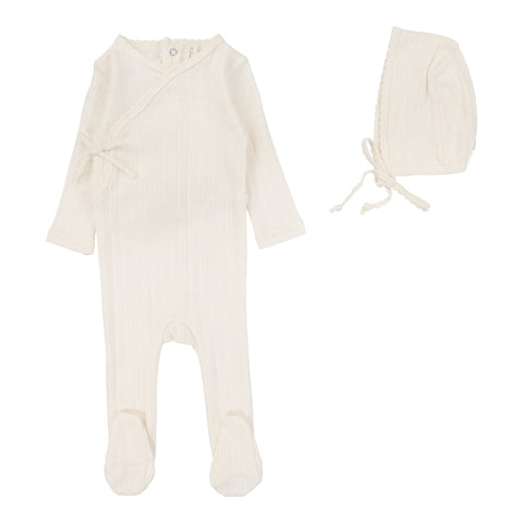 Lilette Fine Pointelle Footie Set - Cream