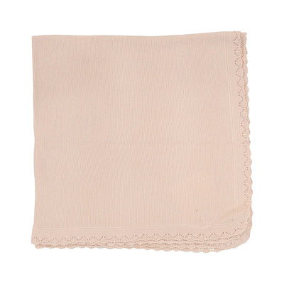 Lilette soft pink knit ruffle blanket from our Knit Pointelle.