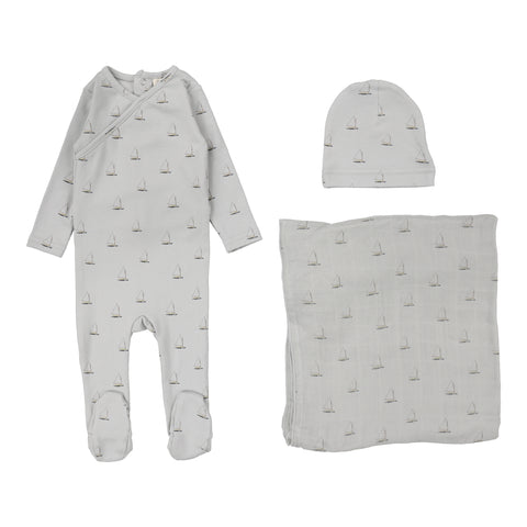 Lilette Nautical Layette Set - Light Blue/Nautical Print