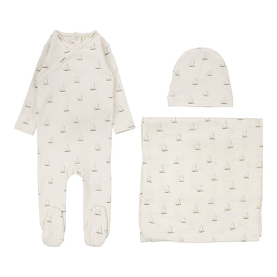 Lilette Nautical Layette Set - Cream/Nautical Print