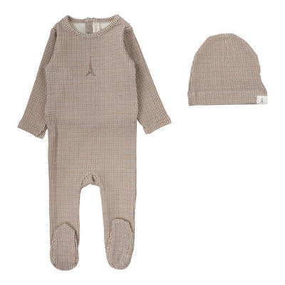 Lilette oat gingham print footie set from our Gingham Print.