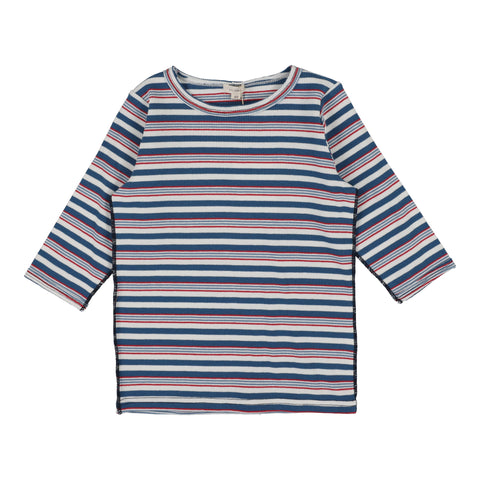 Lil Legs Basic Girls T-Shirt Three Quarter Sleeve - Multistripe (Vintage Contrast Collection)